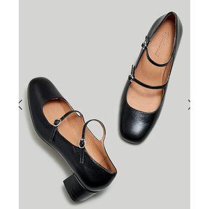 Madewell Womens Nettie Heeled Mary Jane Black Leather Size 8 NN051